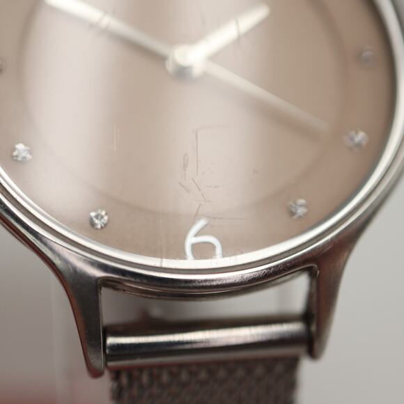 Skagen Anita Champagne Diamond 30mm Watch Silver Tone Metal Mesh w New Battery - Picture 8 of 16